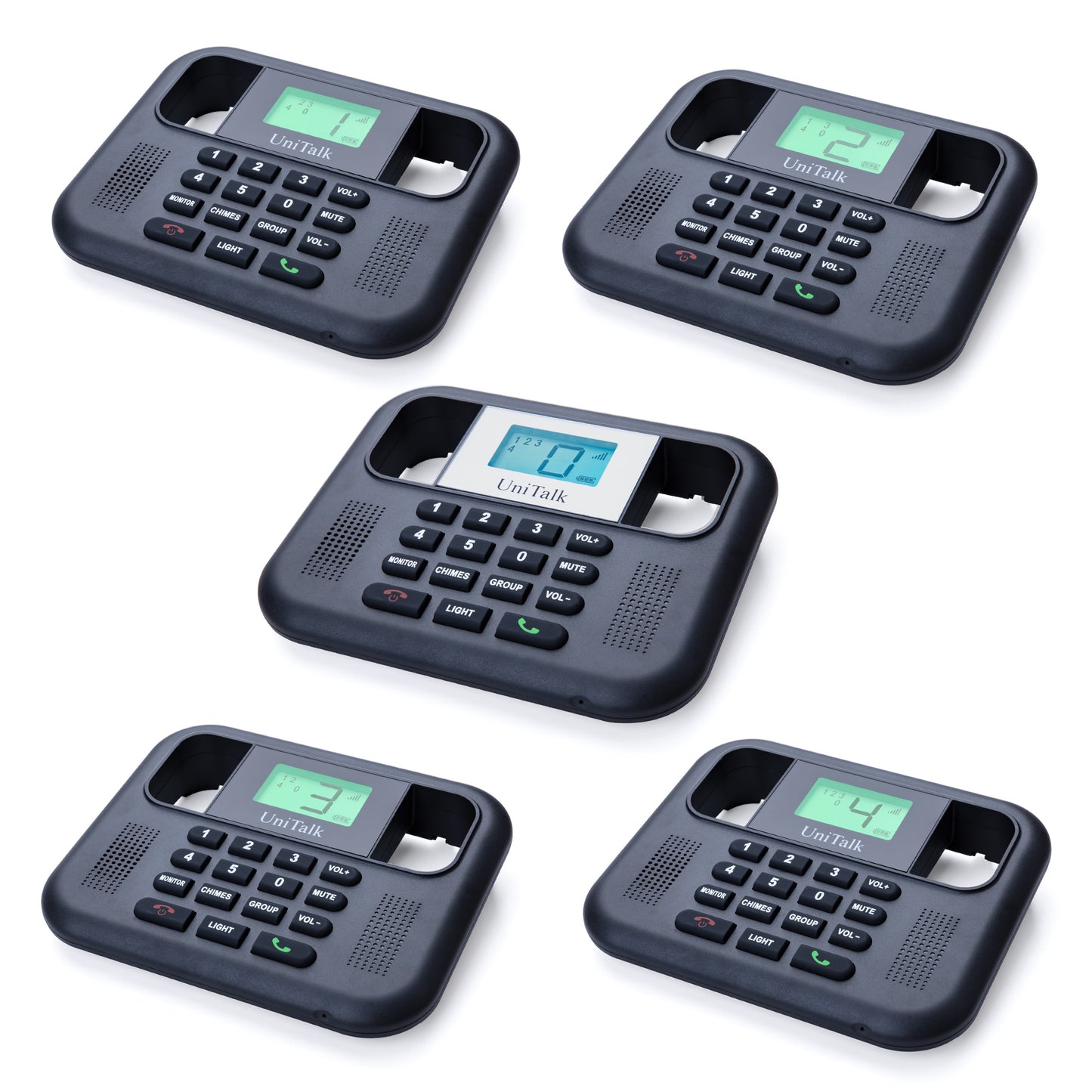 UniTalk Wireless Intercoms for Home & Office, Two-Way Real-time Full-Duplex Voice System with Offline Voice Control & Monitor Function, Clear Sound, Up to 800 Meters (1/2 Mile) Range (UT-001-1F4P)