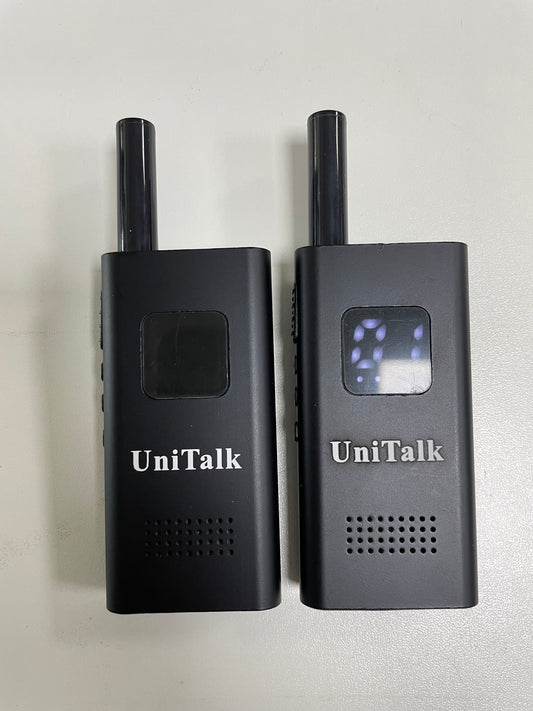 UniTalk Walkie Talkies Long Range for Adults with Earpieces,16 Channel Walky Talky Rechargeable Handheld Two Way Radios with Flashlight Li-ion Battery and Charger（2 Pack）